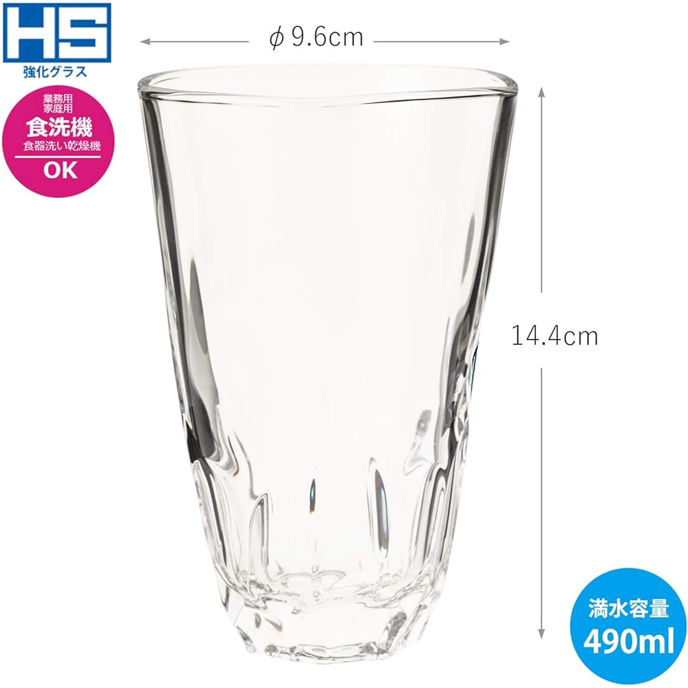 Toyo Sasaki Glass Tumbler Authentic Shochu Doraku Dimple Long 490ml Set of 36 (Case Sold) Made in Japan P-33101HS-1ct