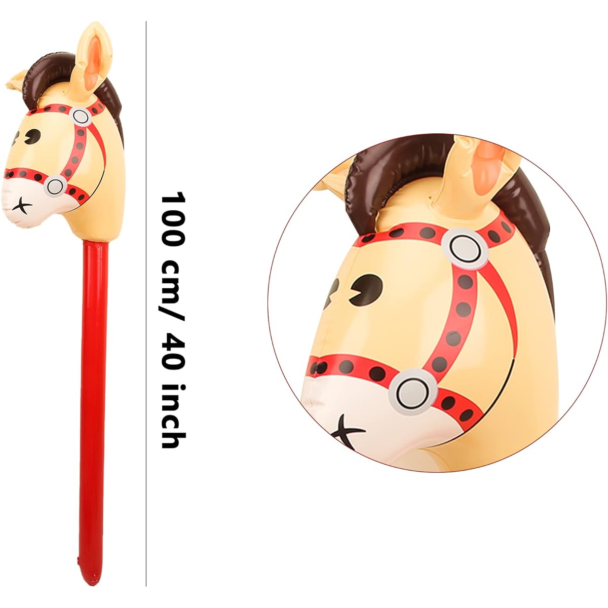 Hacomba 50pcs 40" Inflatable Horse Head Sticks Blow Up Cowboy Cowgirl Pony Sticks Horse Stick Balloons for Birthday Christmas Pool Cowboy Theme Party Decorations