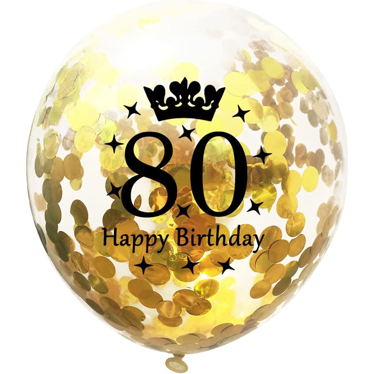 80th Birthday Balloons Gold and Black Party Decorations 12 Inch Latex Confetti Balloons 80th Anniversary Theme Birthday Party Supplies (80th) Pack of 30
