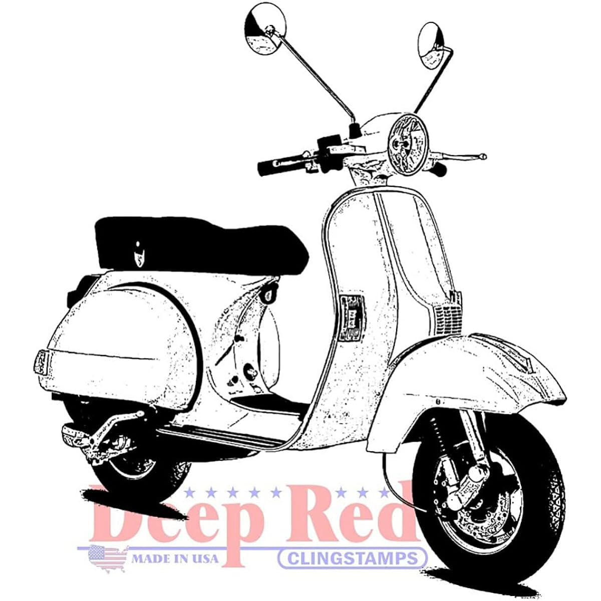 Deep Red Cling Stamp 3" x 3" Scooter
