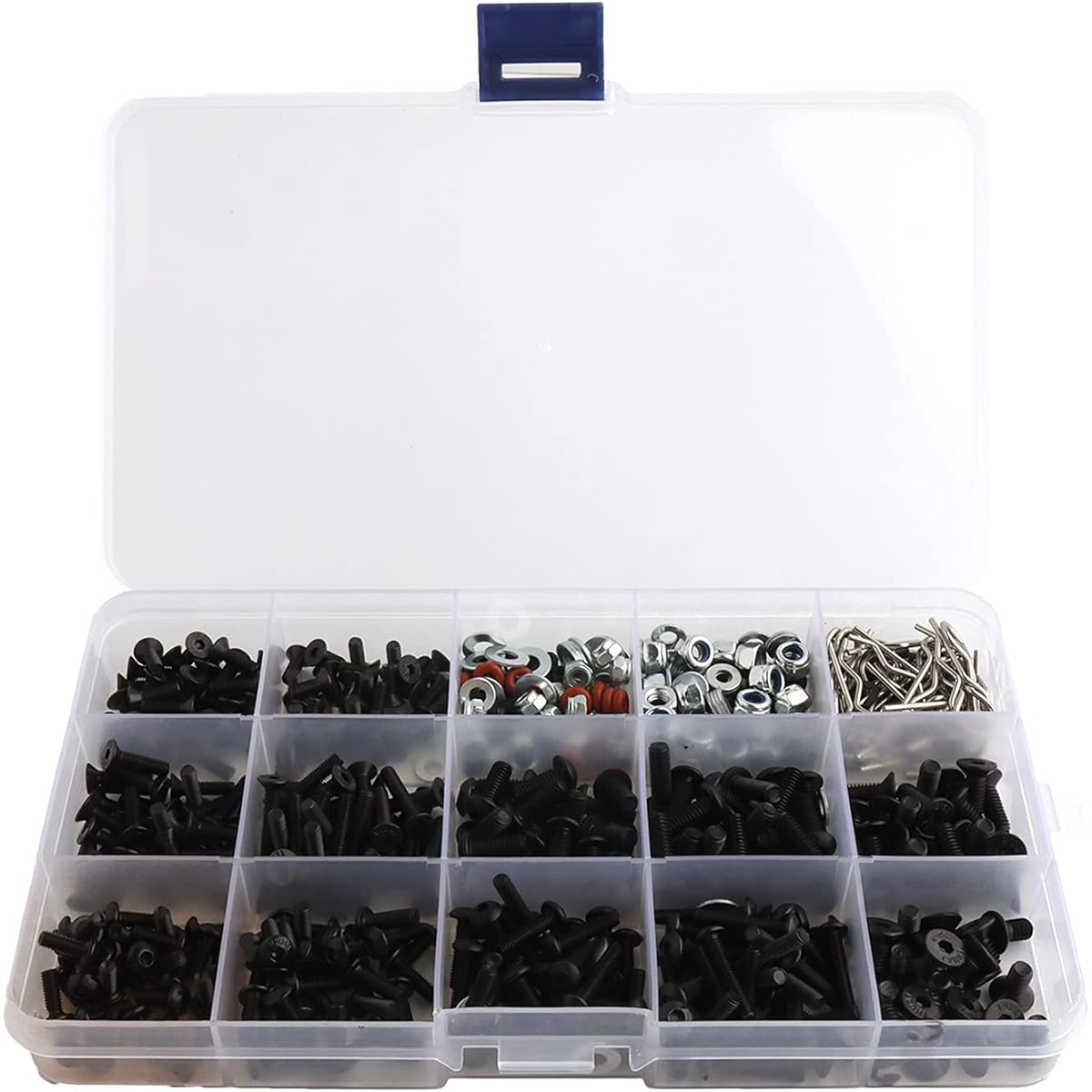 GDOOL 500Pcs Universal RC Screw Kit Screw Assortment Set M3 M4 Hardware Fasteners for Traxxas Axial Redcat HPI Arrma Losi 1/8 1/10 1/12 1/16 Scale RC Car Truck Crawler