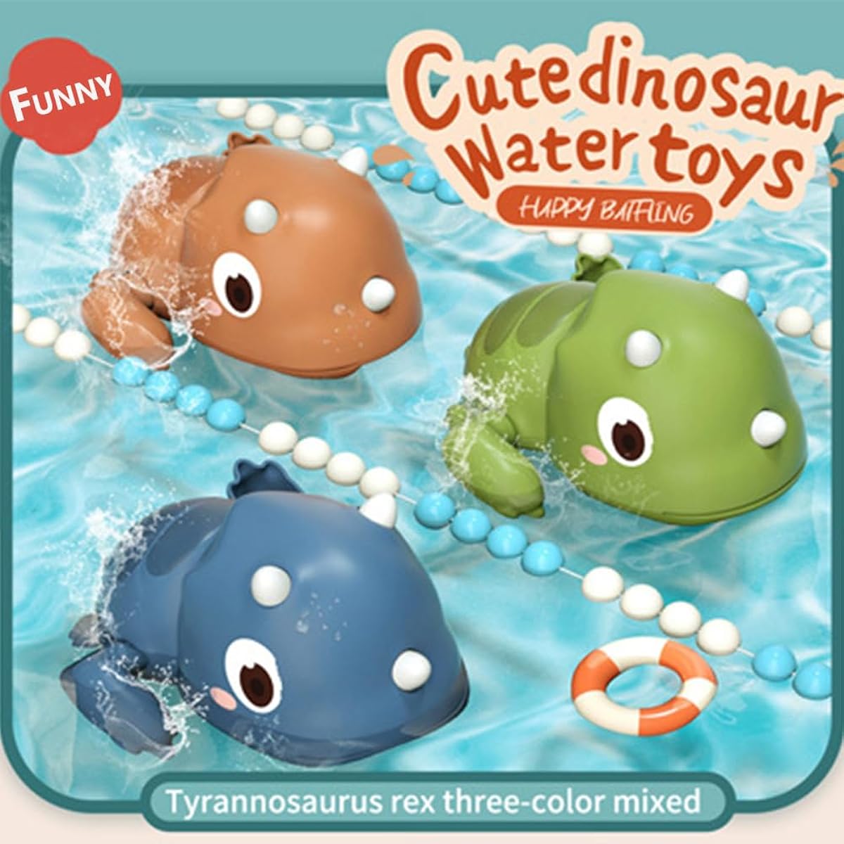 3 Pack Roll Up Swimming Dinosaur Pool Floats Bath Toys Bathtub Animals for Boys Girls Toddlers Smooth Cute Appearance (Dinosaurs)