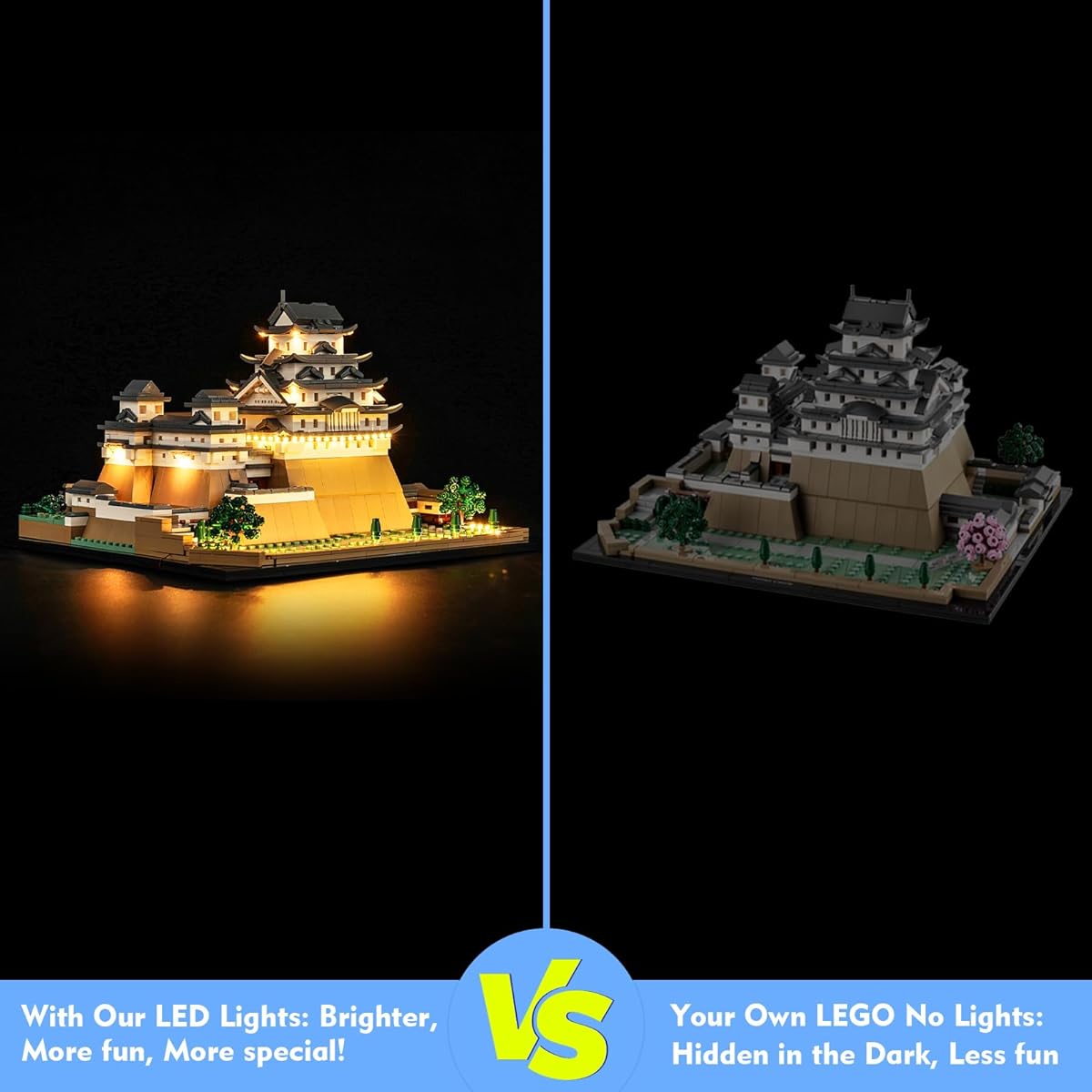 LocoLee LED Light Kit for Lego Himeji Castle 21060, Lego Building Castle Creative Lighting Set Accessories Compatible with Lego 21060 Building Set (Light Only, No Model)