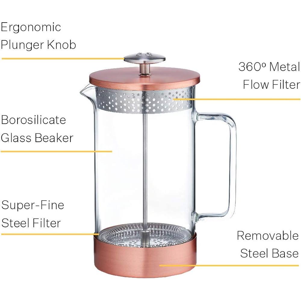 BARISTA&CO Core Coffee Press 8cup 1000ml Coffee Maker Core Coffee Press French Press Plunger (Copper)