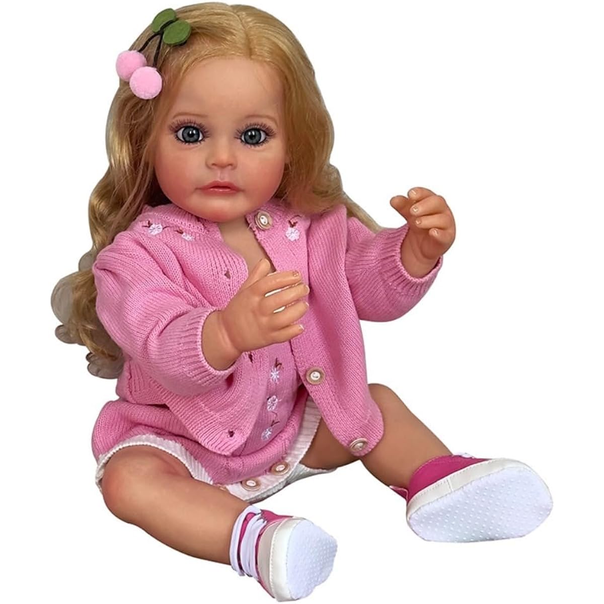 LONIAN 22inch 55cm Reborn Baby Doll Girl Soft Silicone Vinyl Realistic Reborn Dolls Real Life Reborn Baby Dolls Girl Toys Age3+ (Blue Eyes,Pink)