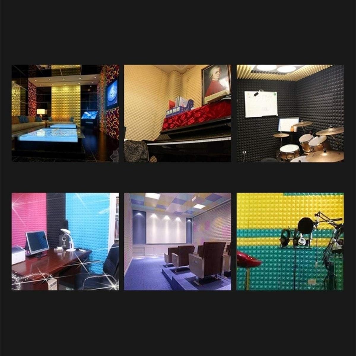 Anti-Noise 30 Pieces Foam Tiles Family Environmental Protection Acoustic Panels Bedroom Living Room Soundproof Foam Panels Household Supplies (Blue) (Black)