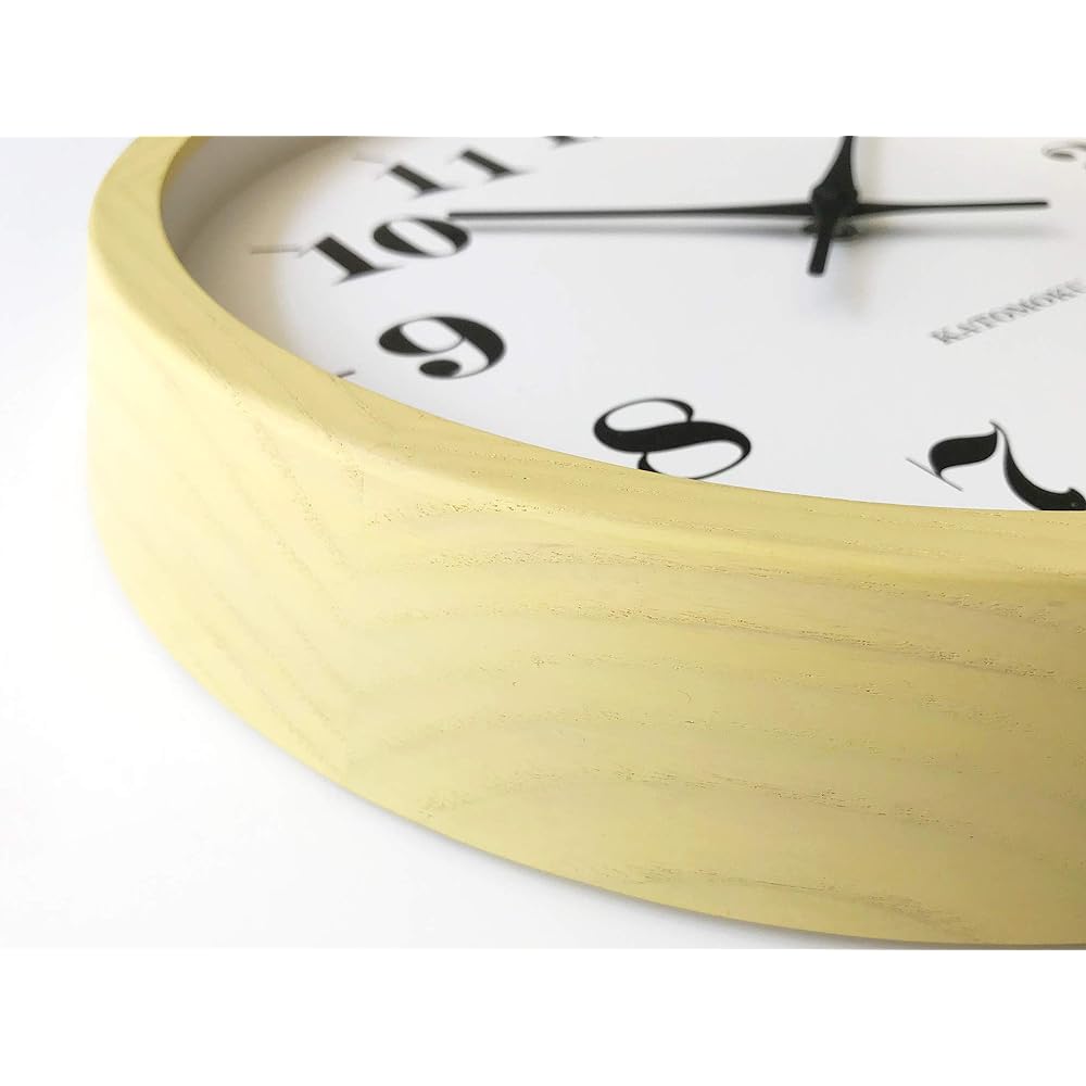 KATOMOKU muku clock 12 yellow radio clock continuous second hand movement km-97 φ306mm