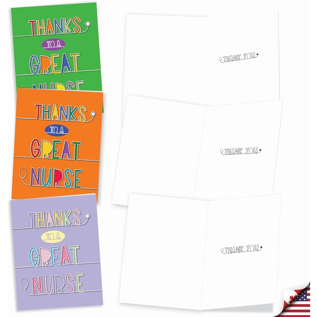 The Best Card Company Bulk Box Set of Thank You Note Cards (Nurse) 4 x 5.12 Inch with Envelopes (10 Designs, 2 of Each) Nurse Appreciation AM9152TYG-B2x10