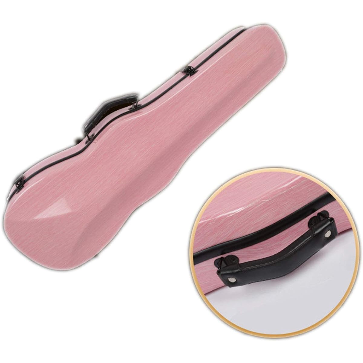 Violin Case Violin Case 4/4 Full Size Violin Hard Box Violin Gold Shape Fiberglass Case Sturdy Lightweight Pressure Resistant (Color: Pink, Size: 3/4)