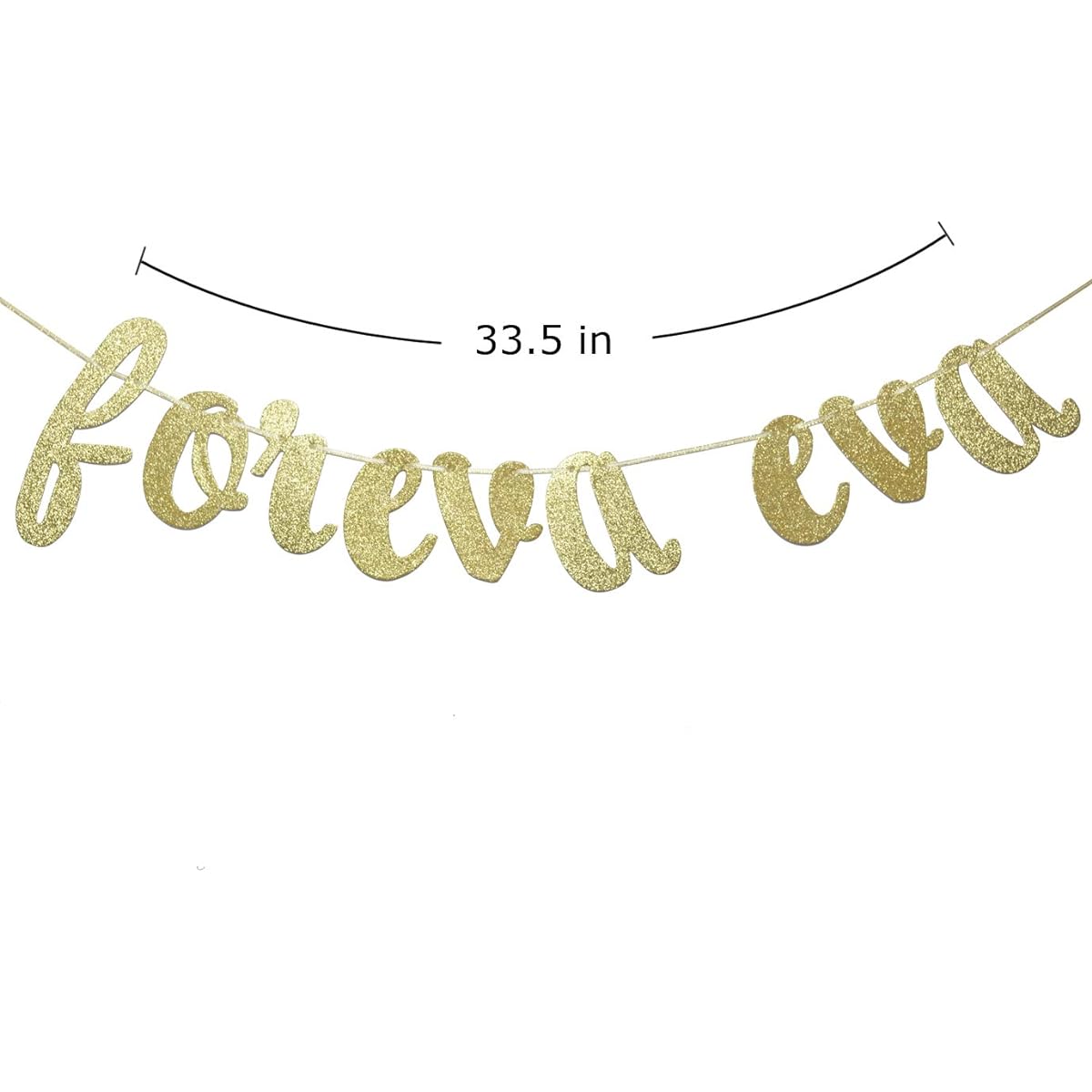 JustParty Foreva Eva Glitter Banner Gold Wedding Banner Engagement Party Decoration Eternal Banner Gold