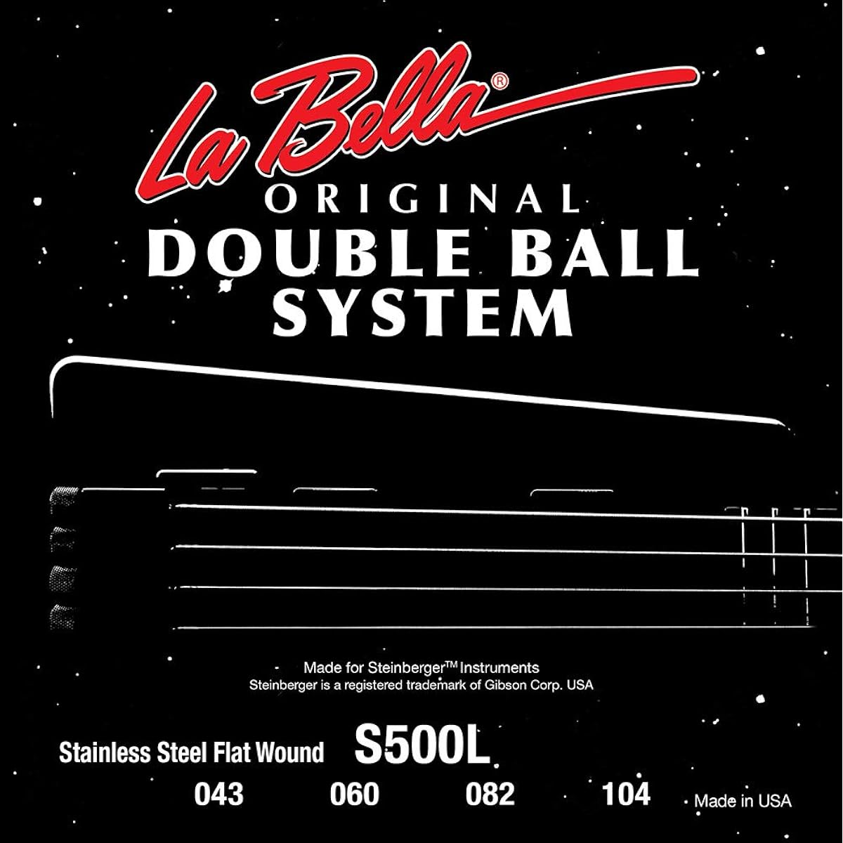 LA BELLA Bass Strings S500L Double Ball Bass Flat Wound Light 43-104