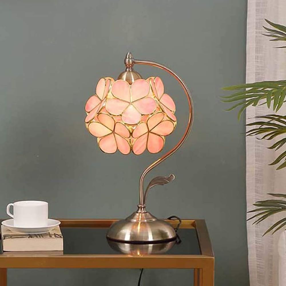 Stained Glass Table Lamp Table Light Stand Lamp Stand Light Antique Retro Stylish Tiffany Stained Lamp Living Room Bedroom Scandinavian Bedside Mother's Day Birthday Wedding Gift Bed Light Present Tabletop Vintage Lamp Stand Lighting Cherry Blossom LED C