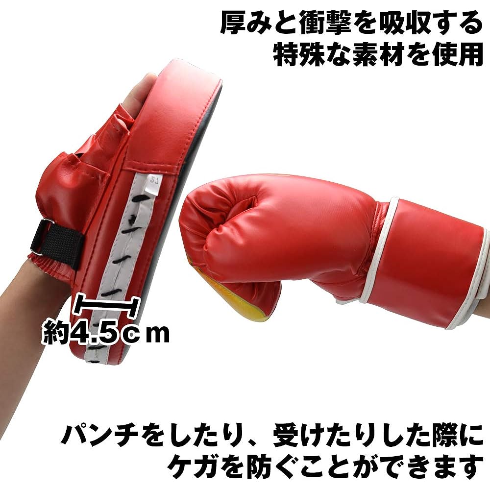 AINetJP Boxing Set Gloves & Mitts Sparring Boxercise Aerobic Exercise Diet Unisex