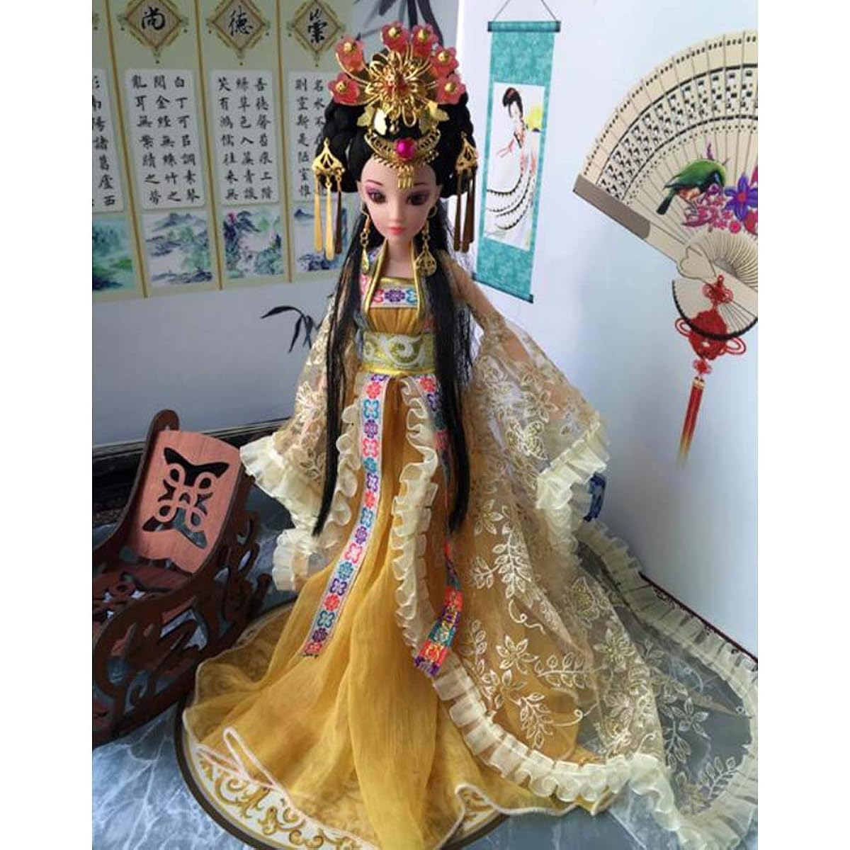 Chinese Ancient Costume Ball Jointed Doll 12 Jointed Doll for Children,Gold Imperial Consort