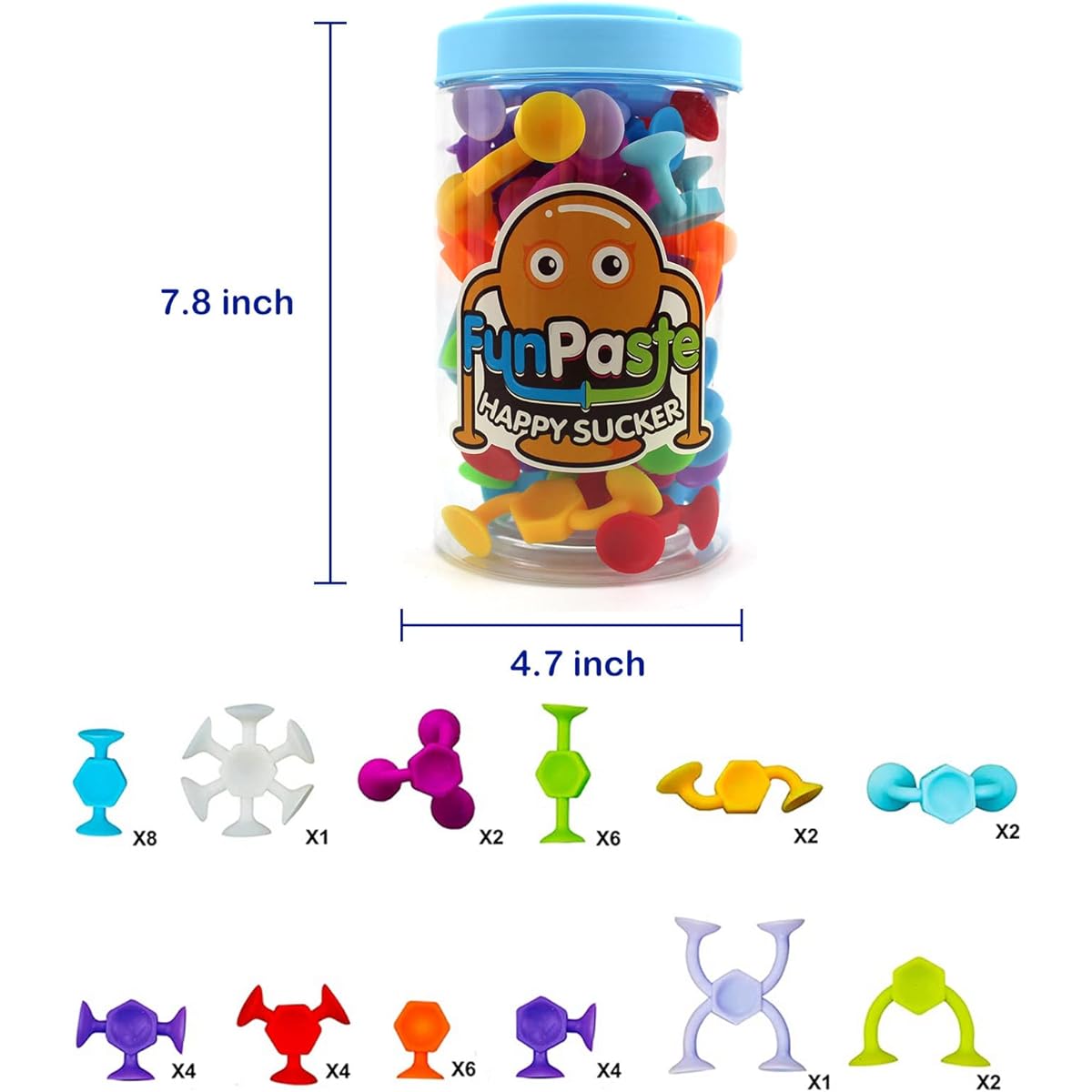 Xmasmate Suction Toys Bath Toy Set - 42 Pieces Suction Silicone Construction Toys for Kids Baby Bathtub Sensory Toys Building Blocks Travel Toys Stress Relief Toys for 3 4 5 6 Year Old Boys/Girls