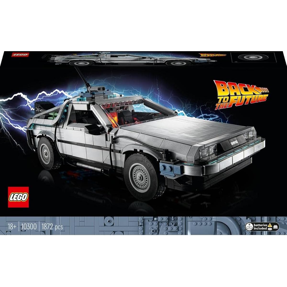 LEGO Back to the Future Delorean DMC-12 10300 for ages 18 and up, official domestic distribution