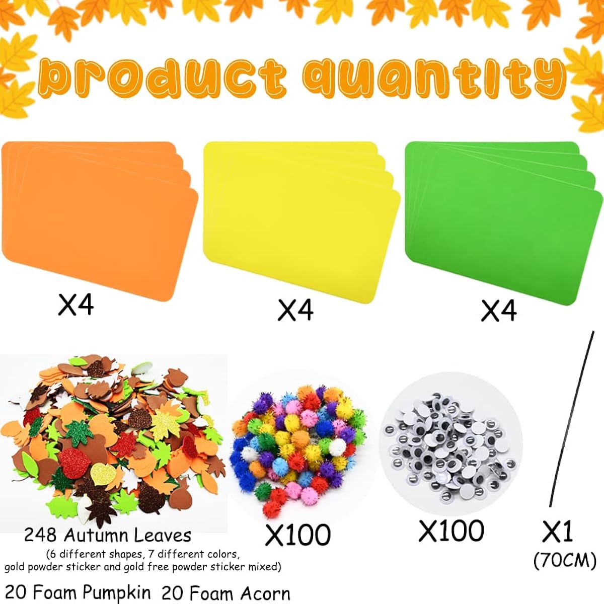 DIY Picture Thanksgiving Foam Photo Frame and Fall Maple Leaves Craft Kit Sticker Set Gift for Kids Fall Art Project Classroom Activity