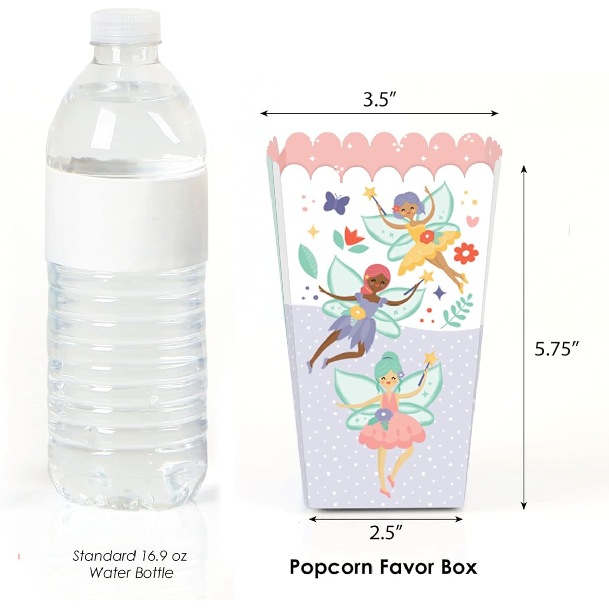 Big Dot of Happiness Let's Be Fairies - Fairy Garden Birthday Party Favors Popcorn Treat Boxes - Set of 12