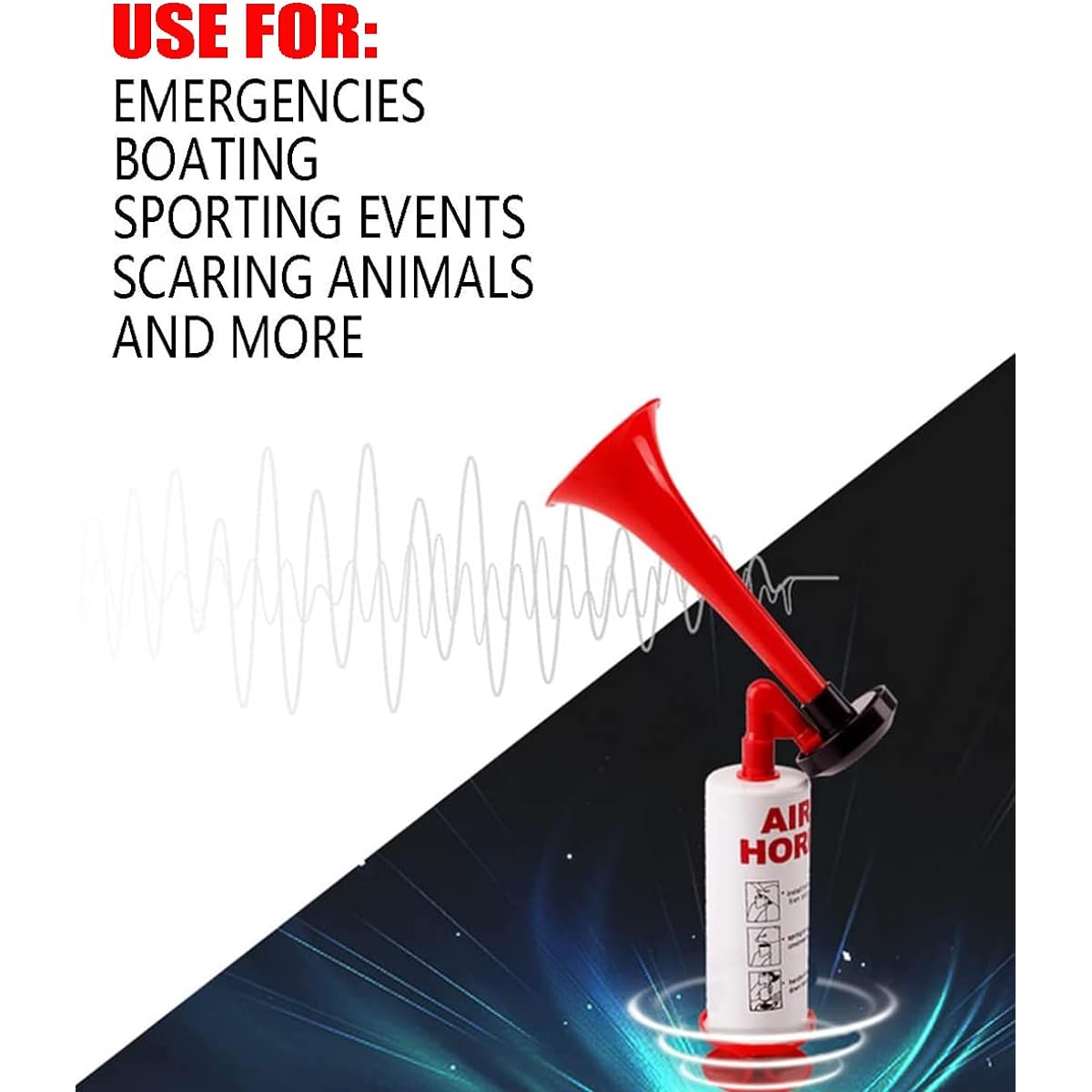 BANHAO Reusable Air Horn Aluminum Handheld Air Pump Horn Loud Safety Horn Boat Car Noise Maker Handheld Air Horn 2pcs