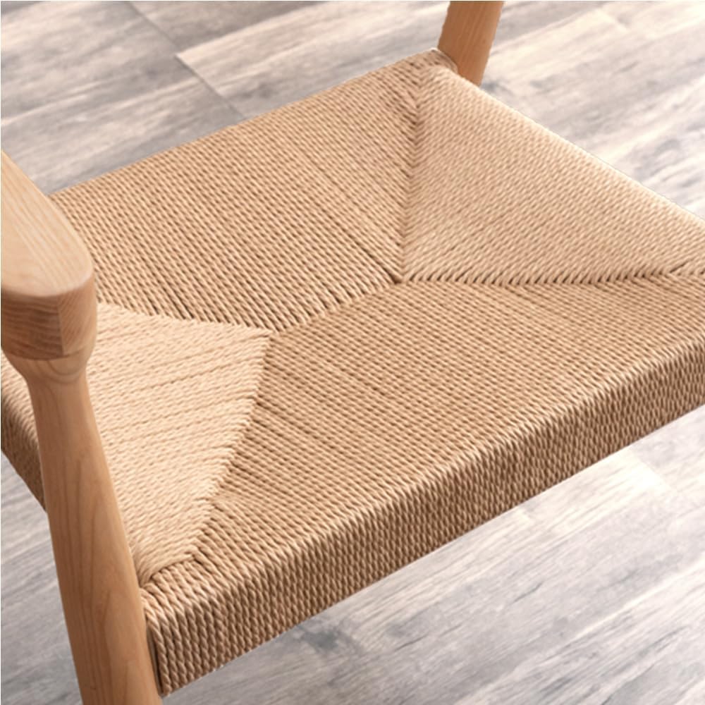 Gen of Tansu Dining Chair Single Item with Arms Ash Wood High Durability Solid Paper Cord Scandinavian Simple Chair Living Chair Brown (Seat: Paper Cord) 80500011 (86413)