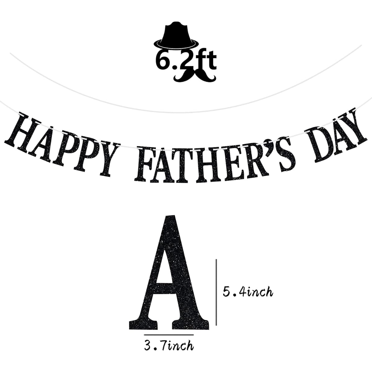 Happy Father's Day Banner Best Dad Ever Party Decorations Supplies for Father's Day Celebration Happy Birthday Dad Party Banner Sign Black Glitter