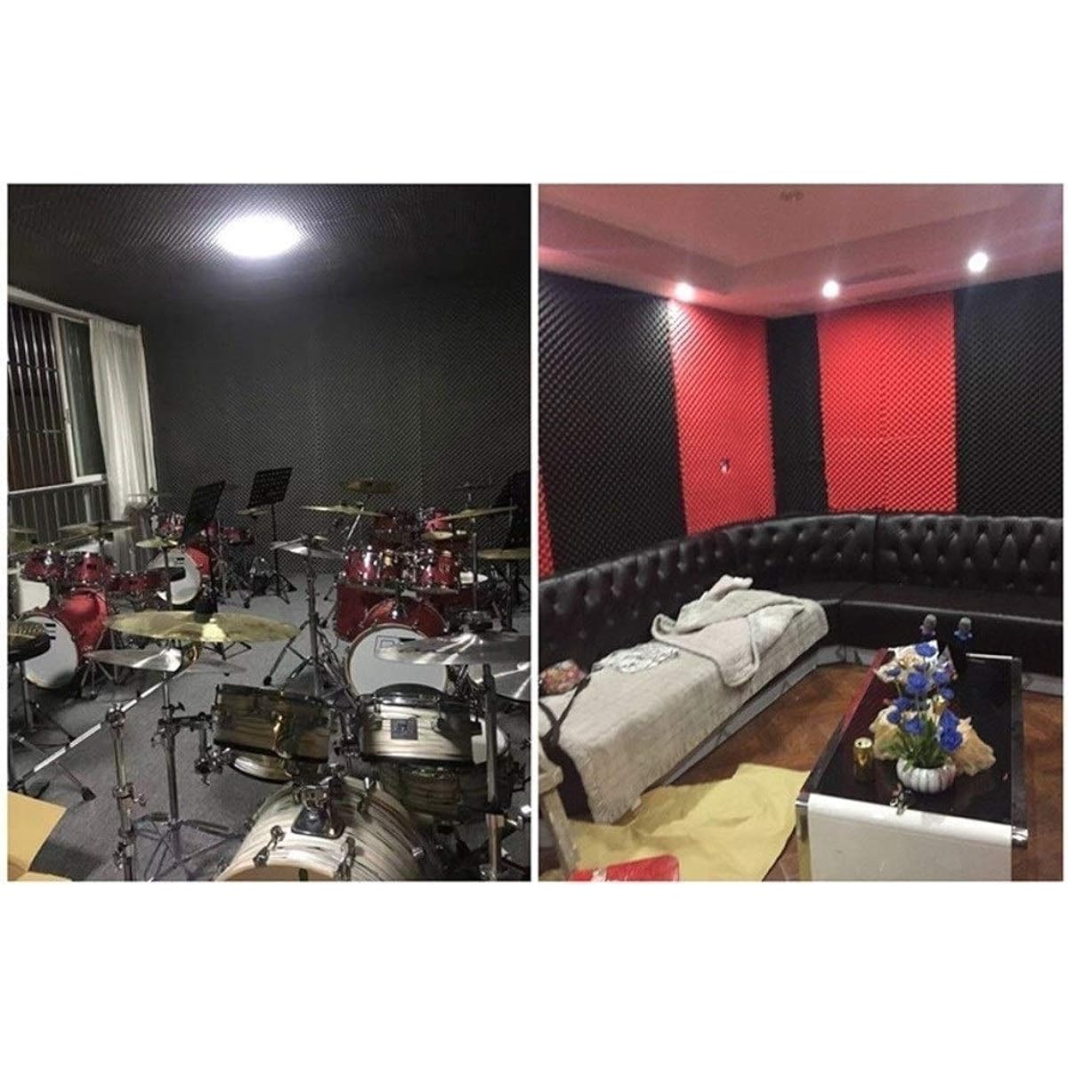 Drum Room Soundproof Mat Wall Floor Easy Installation Soundproof Foam Soundproofing Fireproof Sound Absorbing Cotton (Yellow) (Gray)