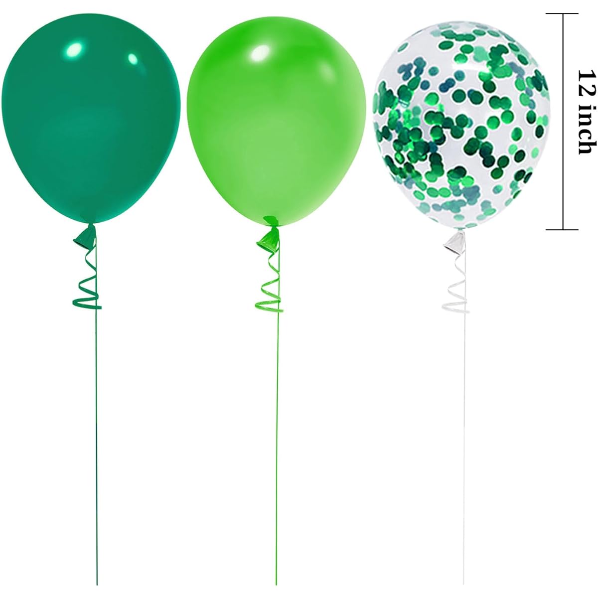TKEJZu 60pcs 12inch Dark Green Balloons Fruit Green Balloons Green Confetti Balloons with Green Ribbon for Baby Shower Dinosaur Jungle Birthday Party Decoration Supplies