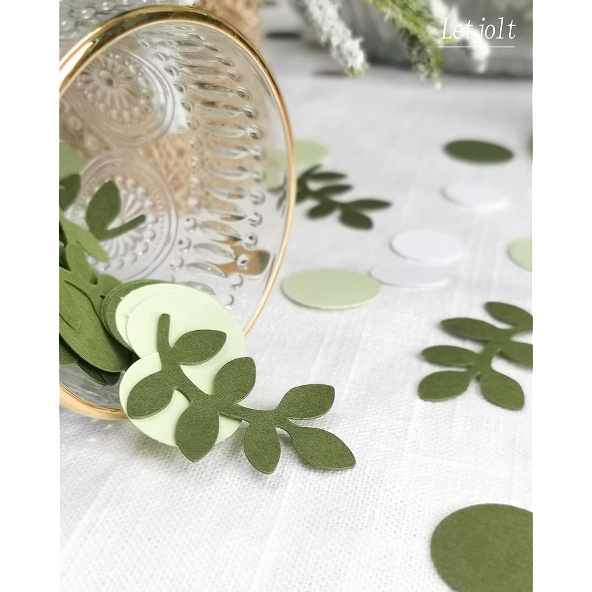 Greenery Gold Eucalyptus Confetti Baby Shower Sage Green Gold Scatter Table Decorations for Country Nature Theme Party Bridal Shower Party Wedding Classroom Nursery Decoration Supplies 210pcs