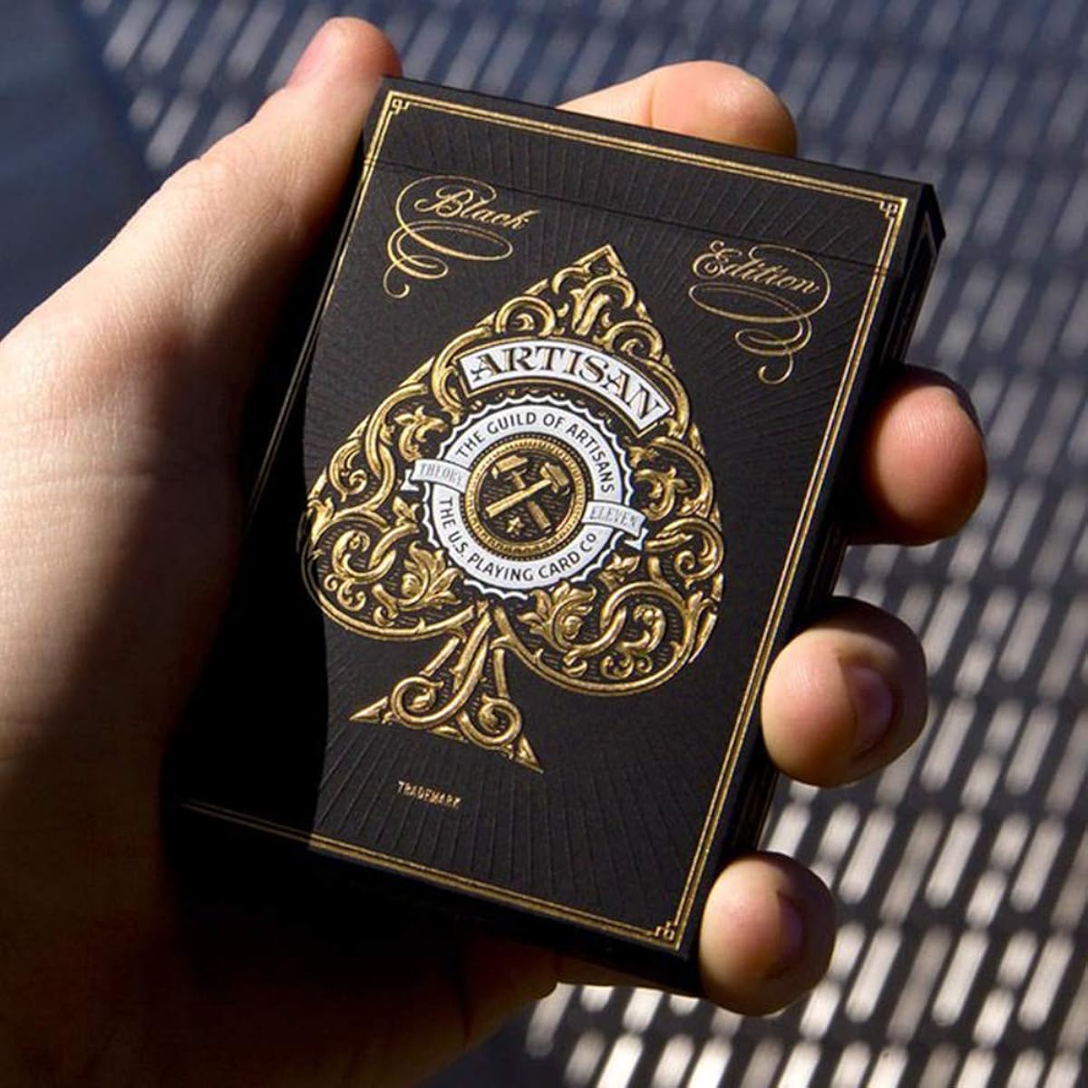 SYNCSPIKE Artisan Playing Cards Deck & Clear Protective Playing Cards Premium Playing Cards Deck Card Games Magic Tricks Cardistry (Black Artisan)