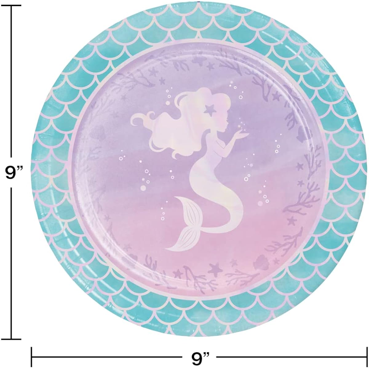 24 Iridescent Mermaid Party Paper Plates