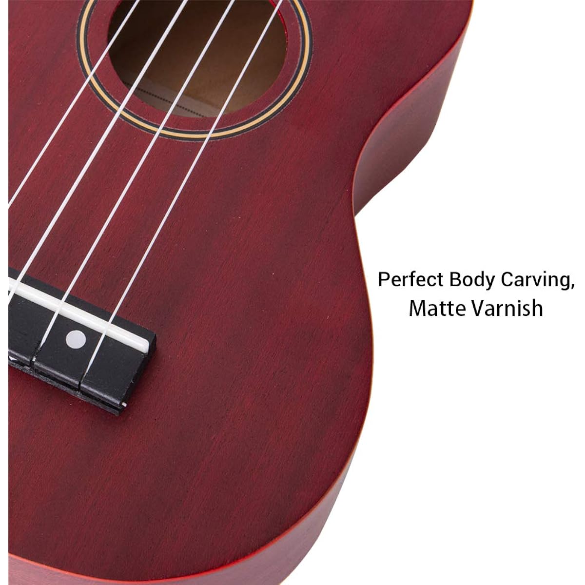 JMFinger Soprano Ukulele Beginner 21 Inch Sapele Plywood Kids Ukulele Kit with Gig Bag Strap Digital Tuner Wine Red