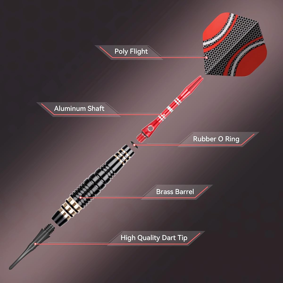 CareGames Soft Tip Darts 16g with Carry Case Black/Blue/Green/Pink