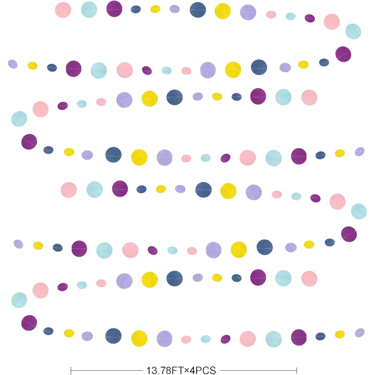 Oh Happy Day Decorations Navy Blue Yellow Purple Pink Boho Felt Circle Dot Garland Hanging Polka Dot Streamers for Classroom Preschool Everyone Welcome Homeschool Nursery Birthday Baby Shower Decor