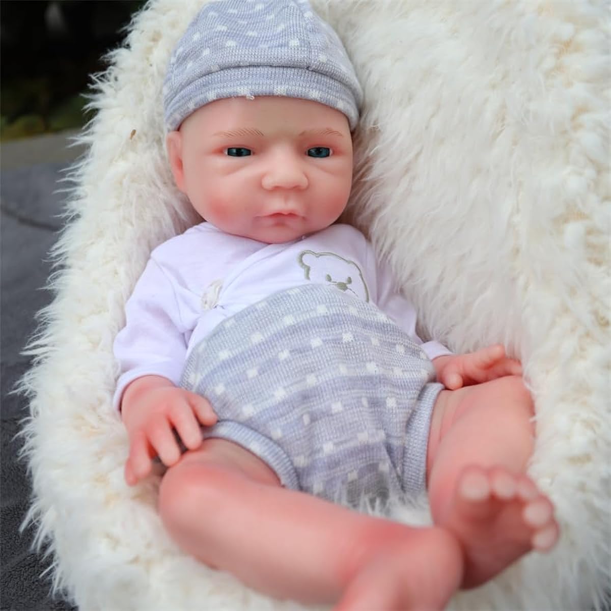 SERENDOLL 18.5 Inch Realistic Full Silicone Baby Doll Can Drink Water Lifelike Reborn Baby Doll Toy Collectible Bald Girl