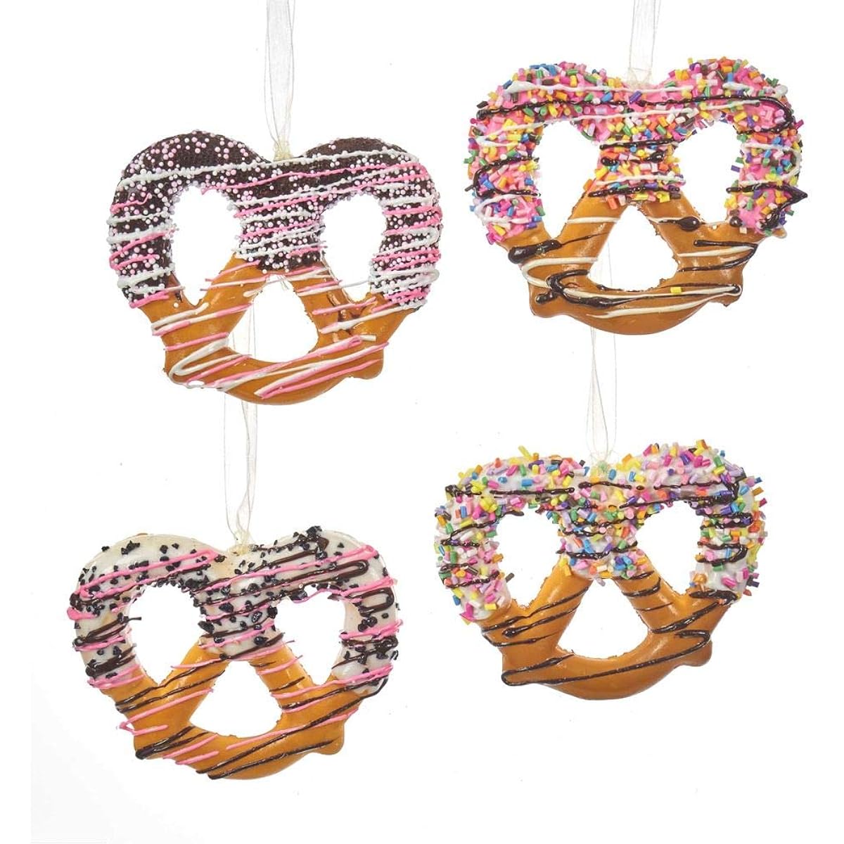The Bridge Collection Chocolate Covered Pretzel Ornaments, Set of 4