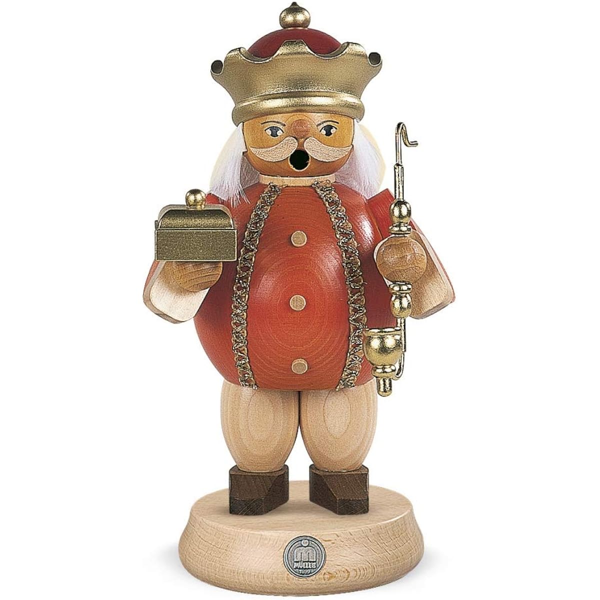 Smoke-emitting figurine Melchior the Wise, height 18 cm, original by Mueller Seiffen, Erzgebirge