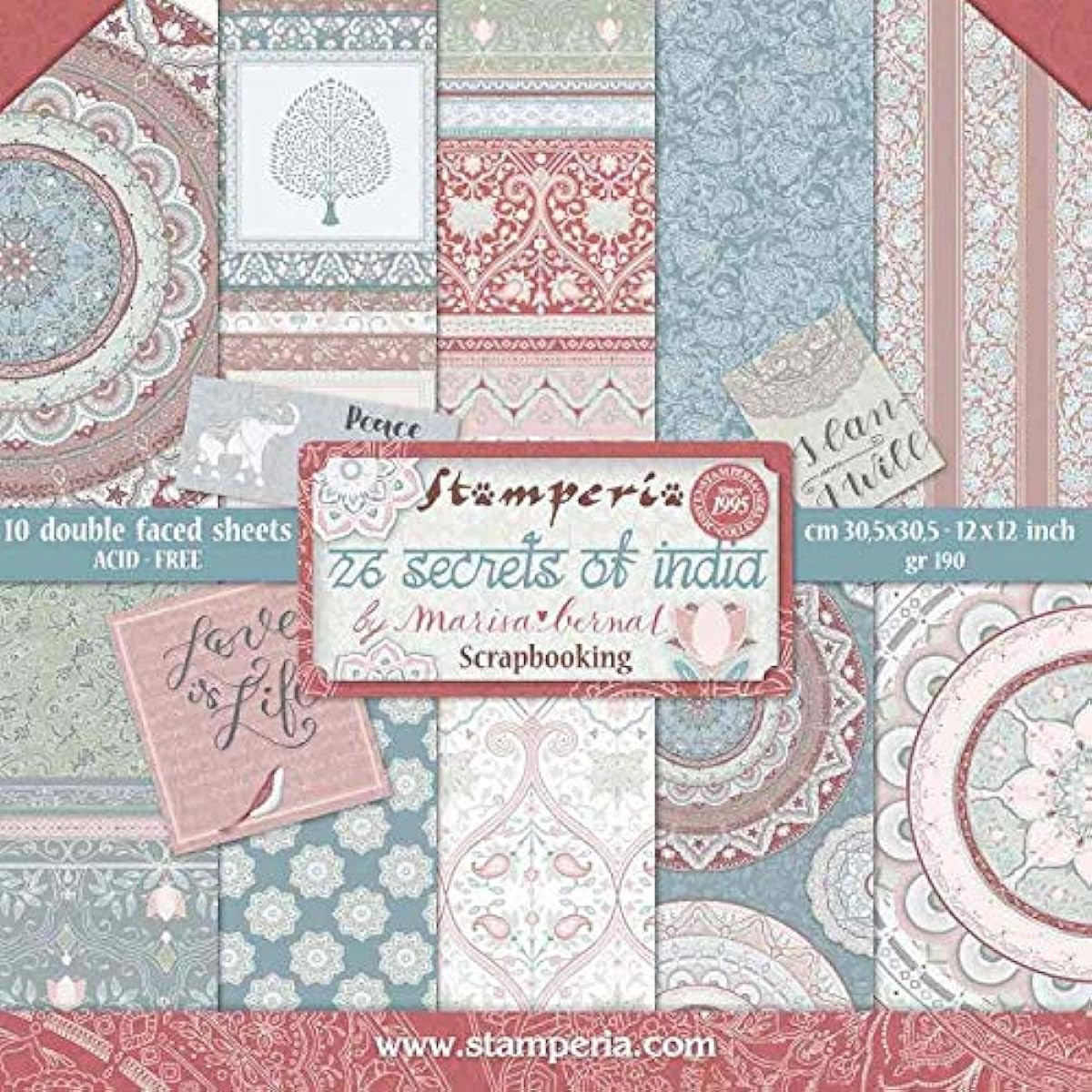 Stamperia Double-Sided Paper Pad 12"X12" 10/Pkg-26 Secrets Of India, 10 Designs/1 Each -SBBL71