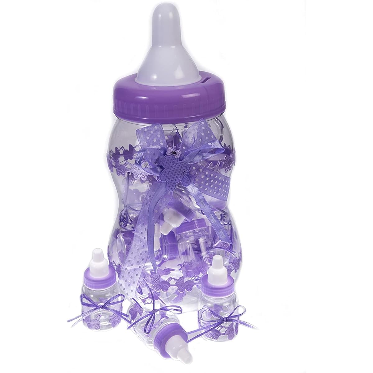 Forum Novelties 13.5" Enterable Game Piggy Bank Jumbo Baby Shower Bottle Mini Bottle Favors Purple CP82345