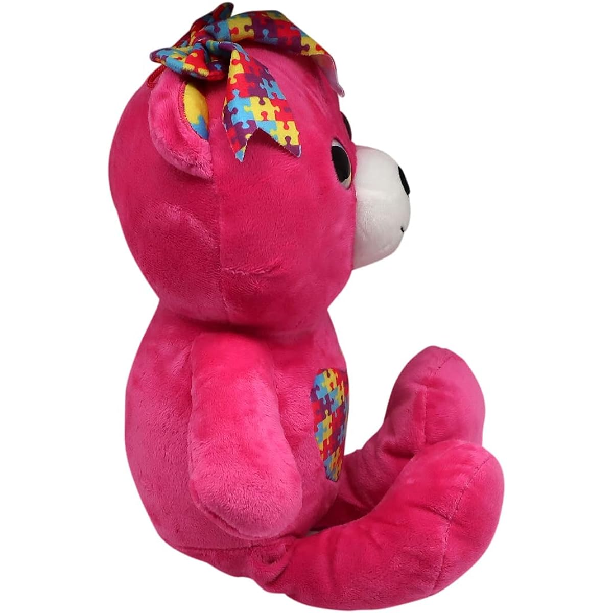 Forest & Twelfth Plush Toy Fun Puzzle Pattern 10" Toddler Stuffed Animal Soft Cuddly Nursery Decor Great Gift for Boys and Girls (Bear Pink)