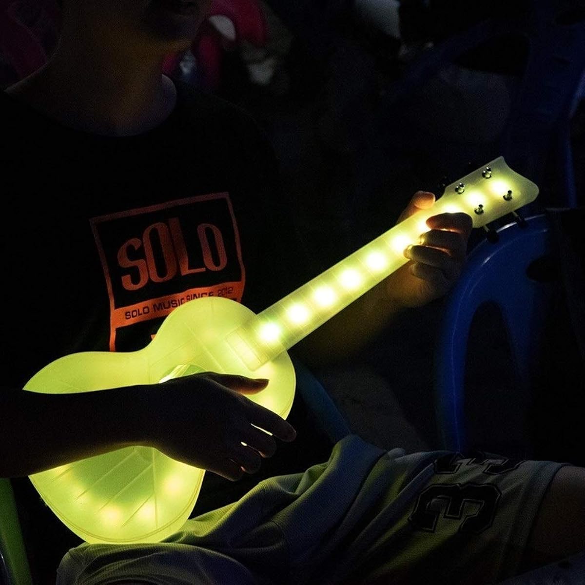 Ukulele 23 Inch Luminous Ukulele 4 String Portable Guitar Instrument for Kids Stringed Mini Guitar Picks