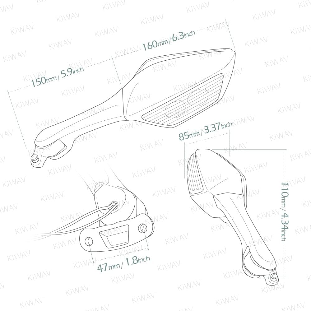 Replacement Motorcycle Mirror for Kawasaki Kawasaki Ninja ZX10R ABS '14- with LED Turn Signal Right Side x 1