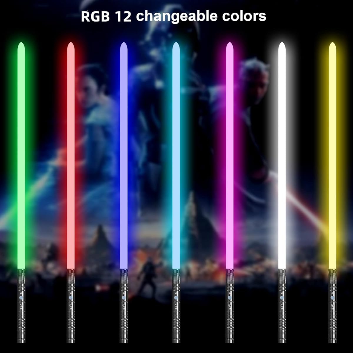 Lorsaberus Lightsaber RGB 12 Colors 3 Sounds Changeable Metal Handle Lightsaber for Kids Halloween Cosplay Gift