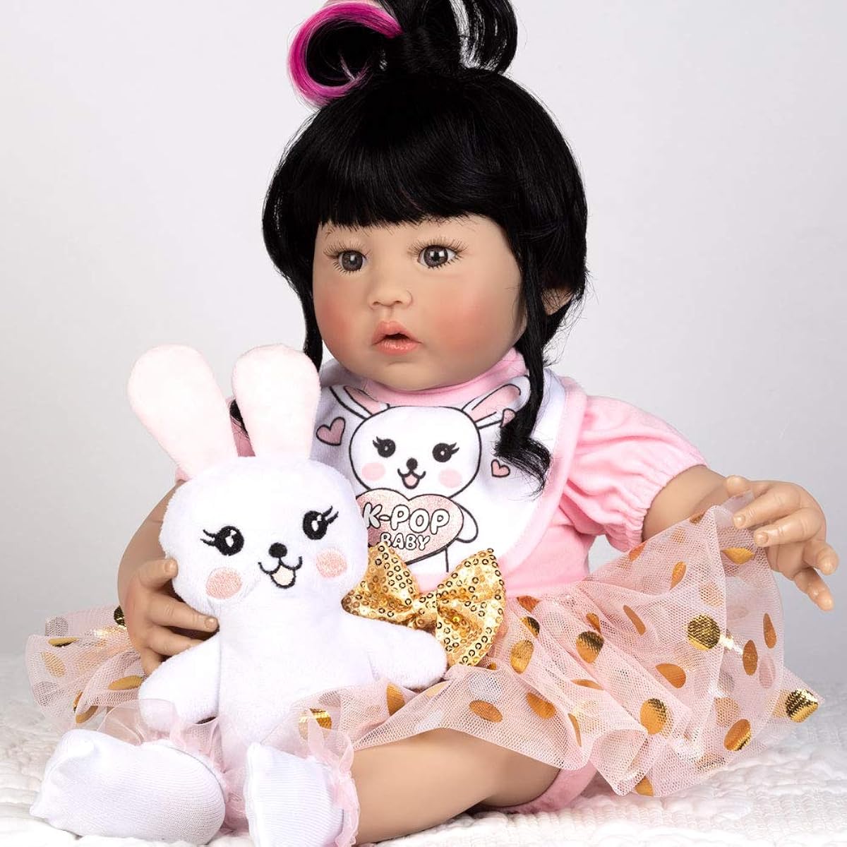 Paradise Galleries Realistic Baby Doll K-Pop Girl 18 Inch Korean Reborn Doll Gentle Touch Vinyl & Weighted Body 5 Piece Gift Set