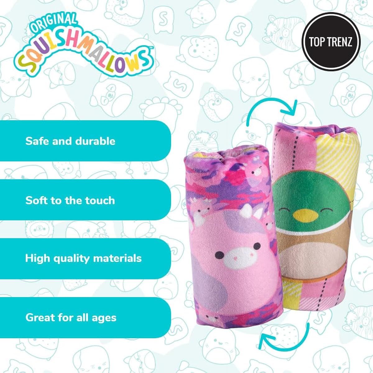 Top Trenz Squishmallow 2 Flippin' Cute Reversible Water Wigglers - Fun Sensory Toys with Patty the Cow and Avery the Duck - Perfect Party Favors (1 Reversible Wiggler)