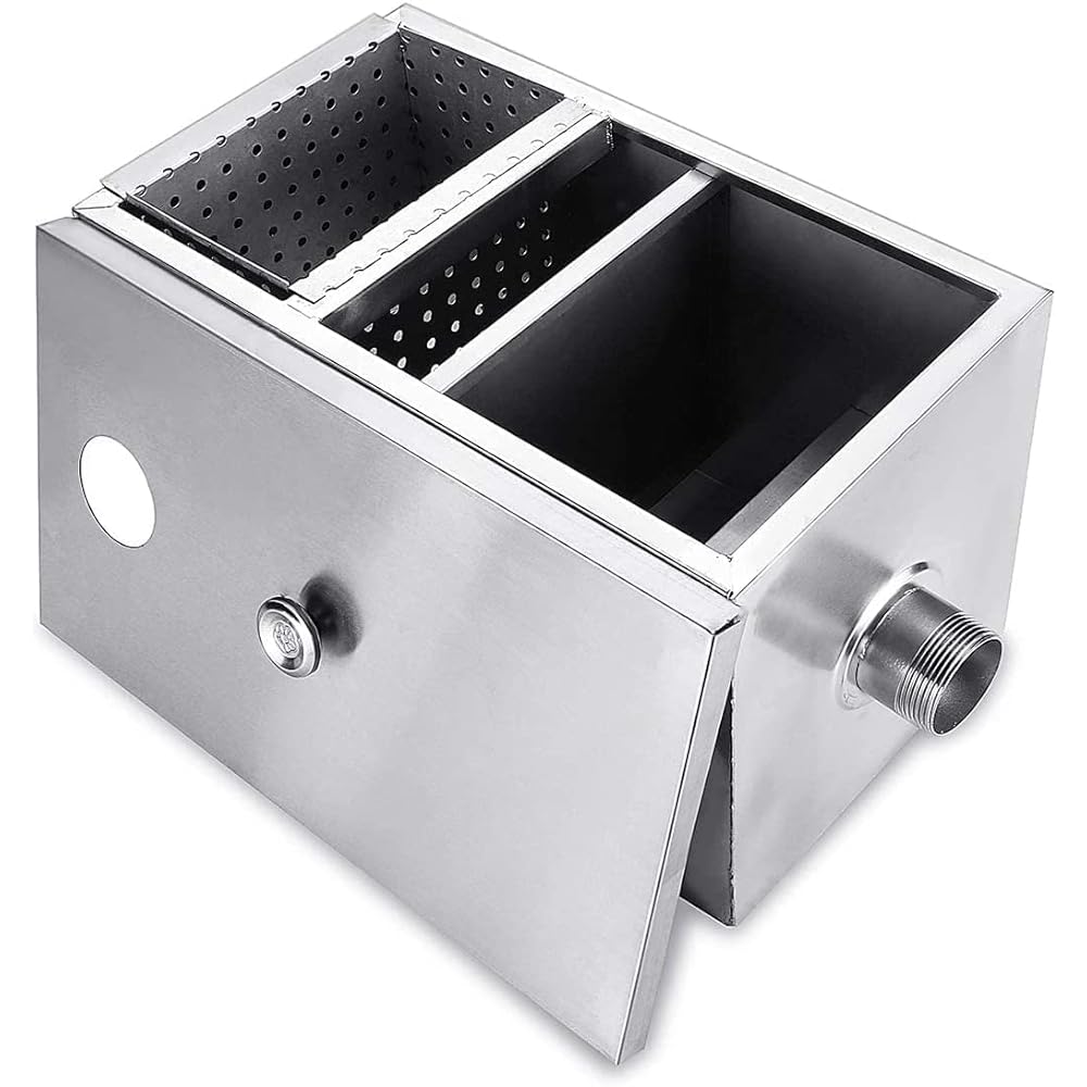 Iproods Grease Trap Stainless Steel Oil Water Separator for Kitchen Sink Drainage for Commercial Use, Kitchen Facilities, Restaurants, Home Use, Silver, Japanese Instruction Manual Included (400*250*230MM)