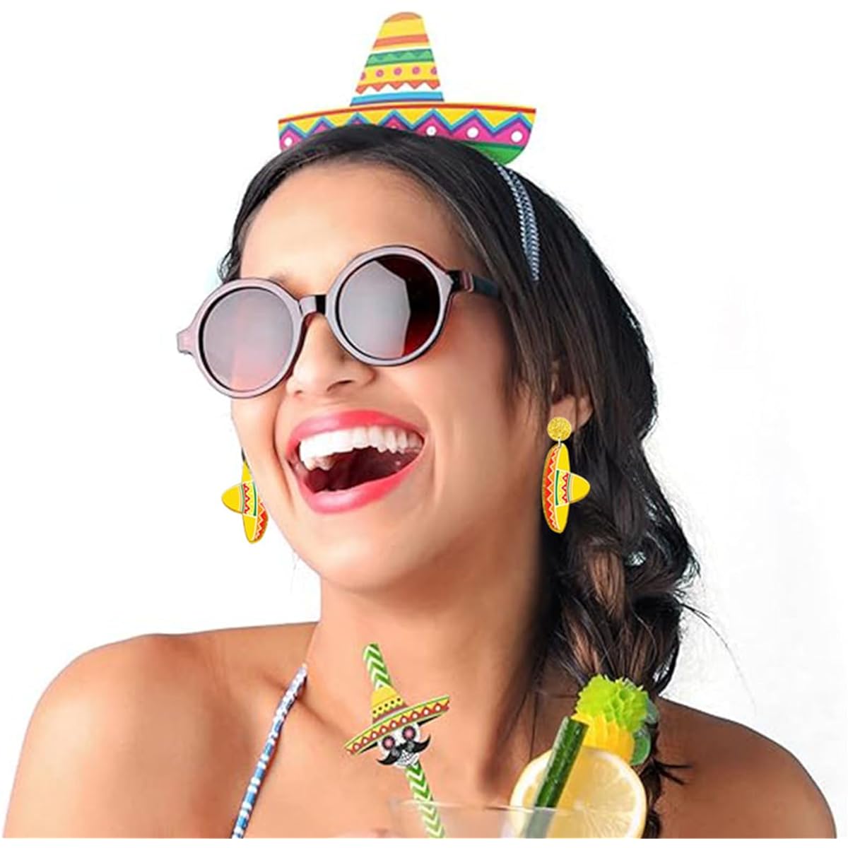 Cinco De Mayo Earrings Mexican Carnival Day Earrings Mexican Fiesta Earrings Women's Colorful Acrylic Chill Hat Cactus Guitar Earrings Lightweight Statement Mexican Independence Day Earrings Cinco De Mayo Festival Gift