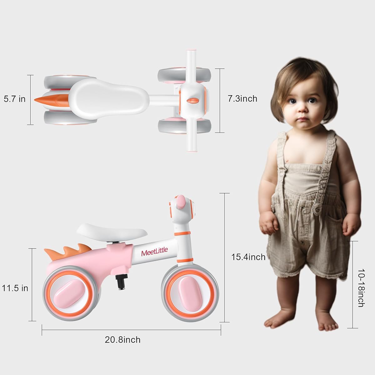 MeetLittle Baby Balance Bike - Ideal Toddler Balance Bike for Kids Ages 12-24 Months - Great First Birthday Gift for Boys and Girls