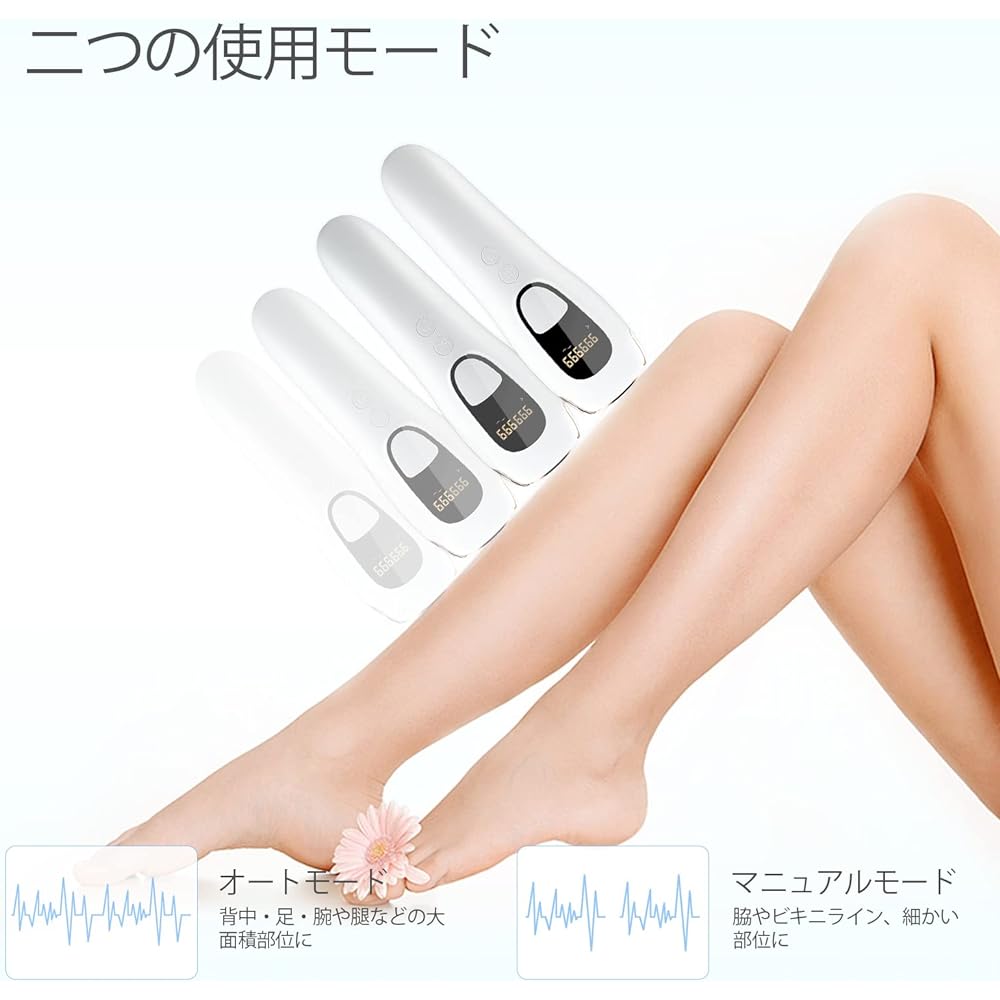 OSSIGENO Hair Removal Device, Cooling Hair Removal Device, IPL Light Hair Removal Device, 5 Levels Adjustable, 990,000 Rounds, Unisex, Full Body Hair Removal, White