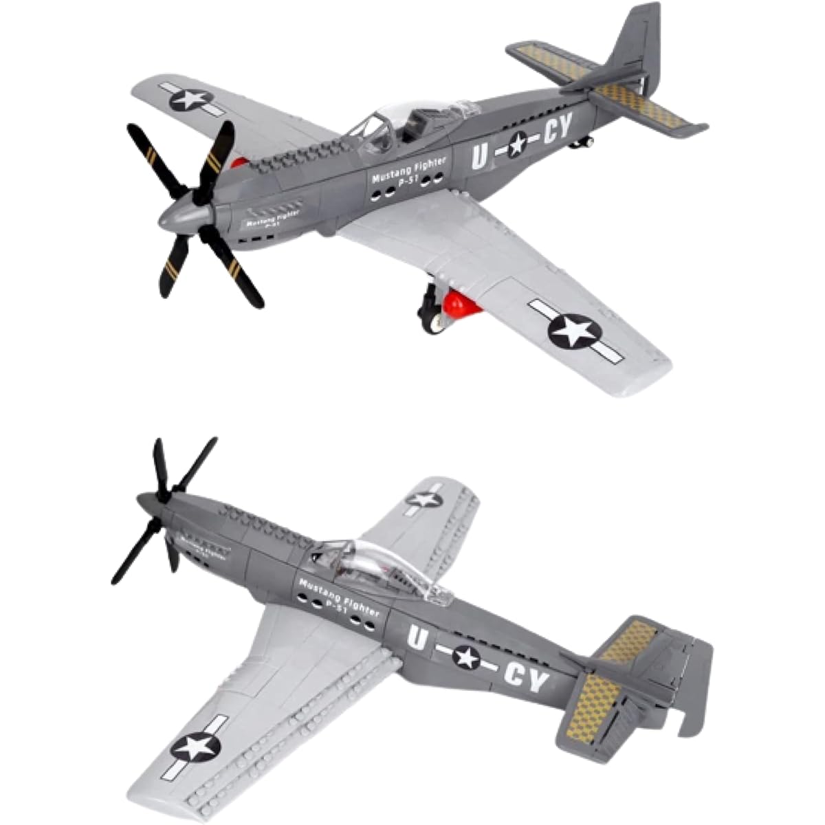 General Jim North American War 2 P-51 Mustang Fighter 258 Building Blocks Brick Model or Playset Building fun for adults, kids and families.