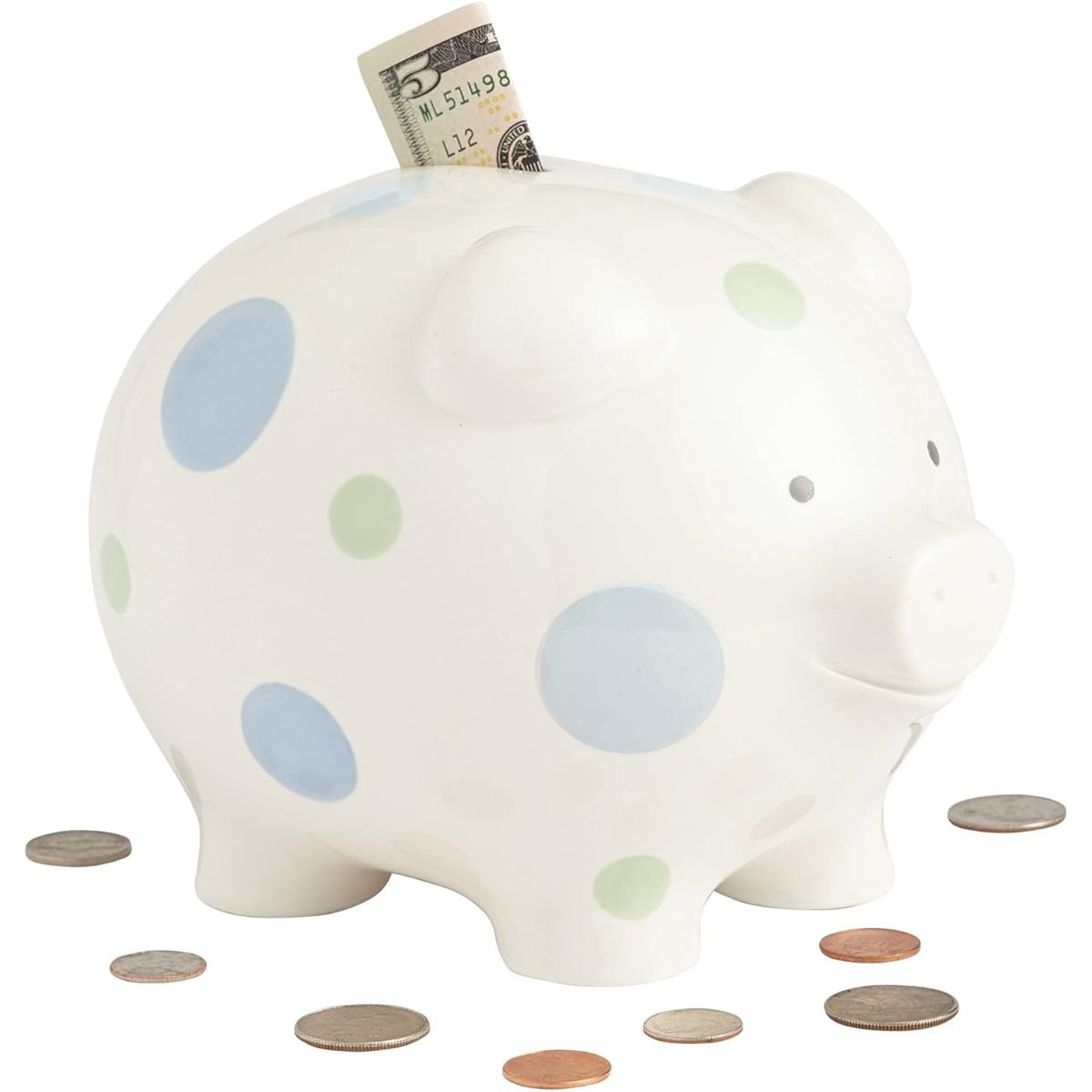 Beginnings by Enesco Big Polka Dot Piggy Bank, 18cm, Blue
